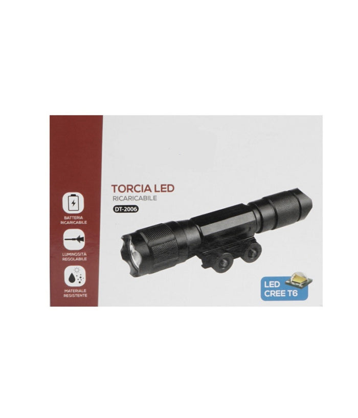 Torcia Led Ricaricabile Cree T6 Regolabile Militare Con Mirino Per Fucile Dt2006         