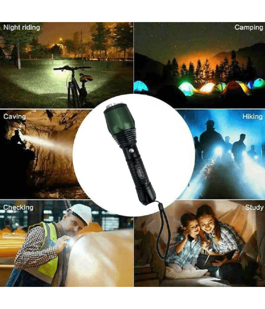 Torcia Led Ultra Luminosa Ricaricabile Usb Impermeabile Ipx6 Escursioni Q-5105         