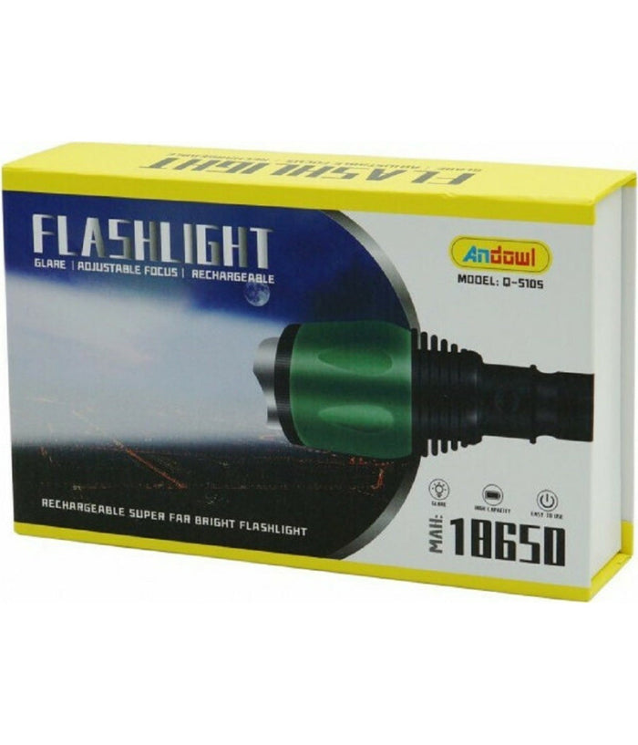 Torcia Led Ultra Luminosa Ricaricabile Usb Impermeabile Ipx6 Escursioni Q-5105         