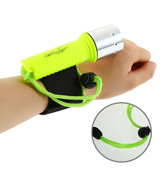 Torcia Luce Lampada Subacquea Impermeabile Da Polso Led Q5 Fascia 260 Lm         