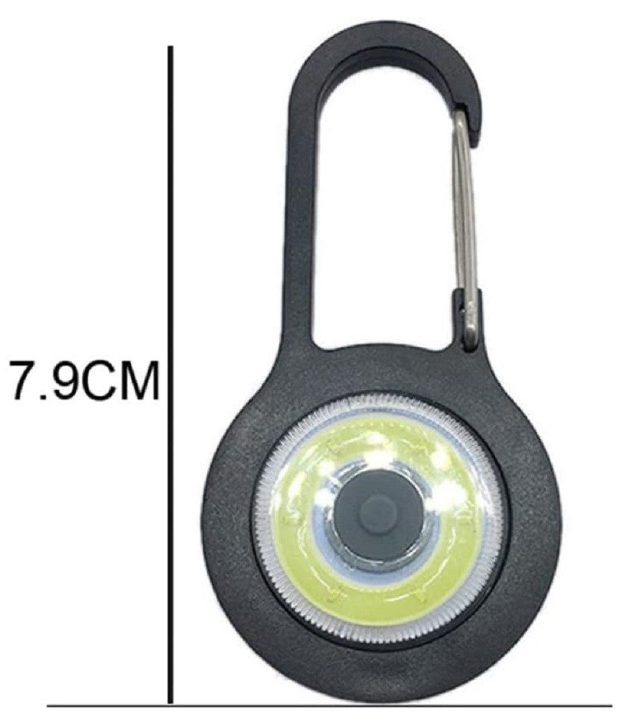 Torcia Luce Tascabile A Led Cob Mini Con Batteria Moschettone Manici Per Esterni         