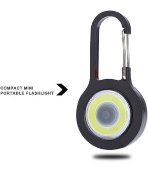 Torcia Luce Tascabile A Led Cob Mini Con Batteria Moschettone Manici Per Esterni         