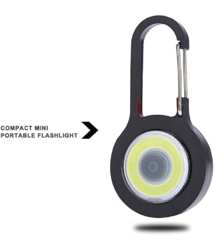 Torcia Luce Tascabile A Led Cob Mini Con Batteria Moschettone Manici Per Esterni         