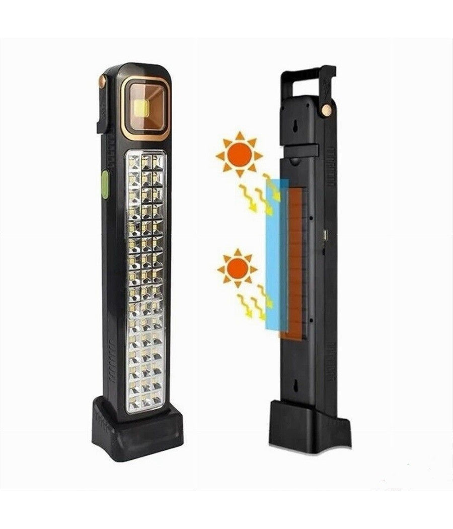 Torcia Portatile Lampada Di Emergenza Ricaricabile Usb Solare 45led Luce Bianca         
