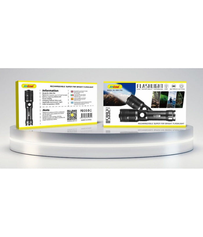 Torcia Ricaricabile Usb 26650mah Ipx6 Impermeabile Lavoro Caccia Campeggi Q-5107         