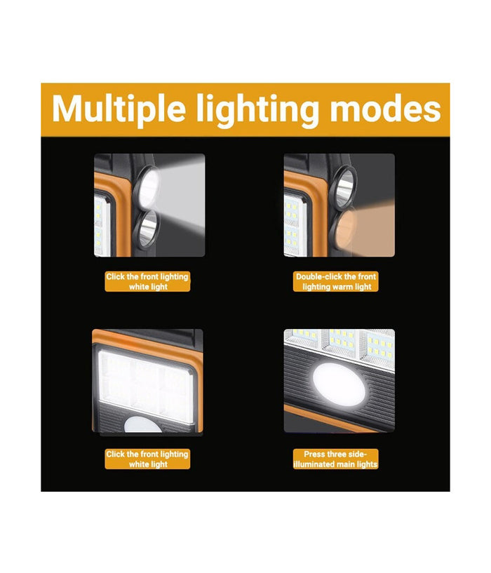 Trade Shop - Torcia Solare Portatile Multifunzione Ricaricabile Lanterna Da Campeggio Ip65 -