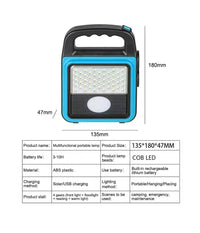 Trade Shop - Torcia Solare Portatile Multifunzione Ricaricabile Lanterna Da Campeggio Ip65 -