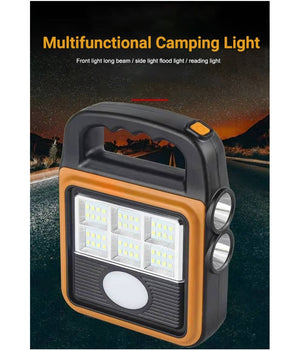 Trade Shop - Torcia Solare Portatile Multifunzione Ricaricabile Lanterna Da Campeggio Ip65 -