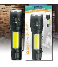 Torcia Tattica Usb Ricaricabile A Led Zoom Telescopico Escursioni Pesca Tx-9633         