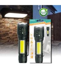 Torcia Tattica Usb Ricaricabile A Led Zoom Telescopico Escursioni Pesca Tx-9633         