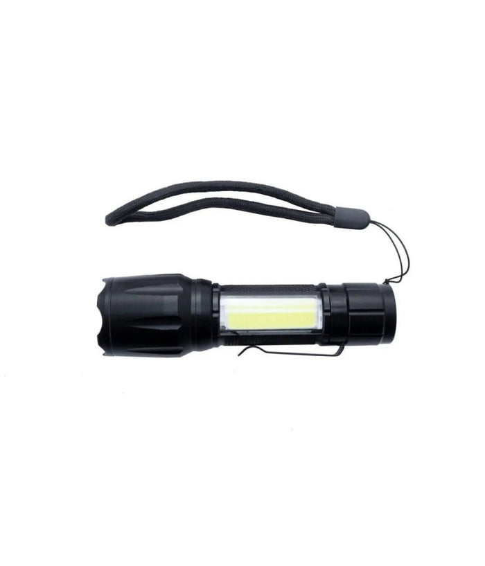 Torcia Tattica Usb Ricaricabile A Led Zoom Telescopico Escursioni Pesca Tx-9633         