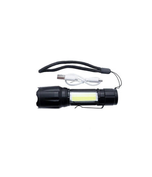 Torcia Tattica Usb Ricaricabile A Led Zoom Telescopico Escursioni Pesca Tx-9633         