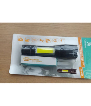 Torcia Tattica Usb Ricaricabile A Led Zoom Telescopico Escursioni Pesca Tx-9633         