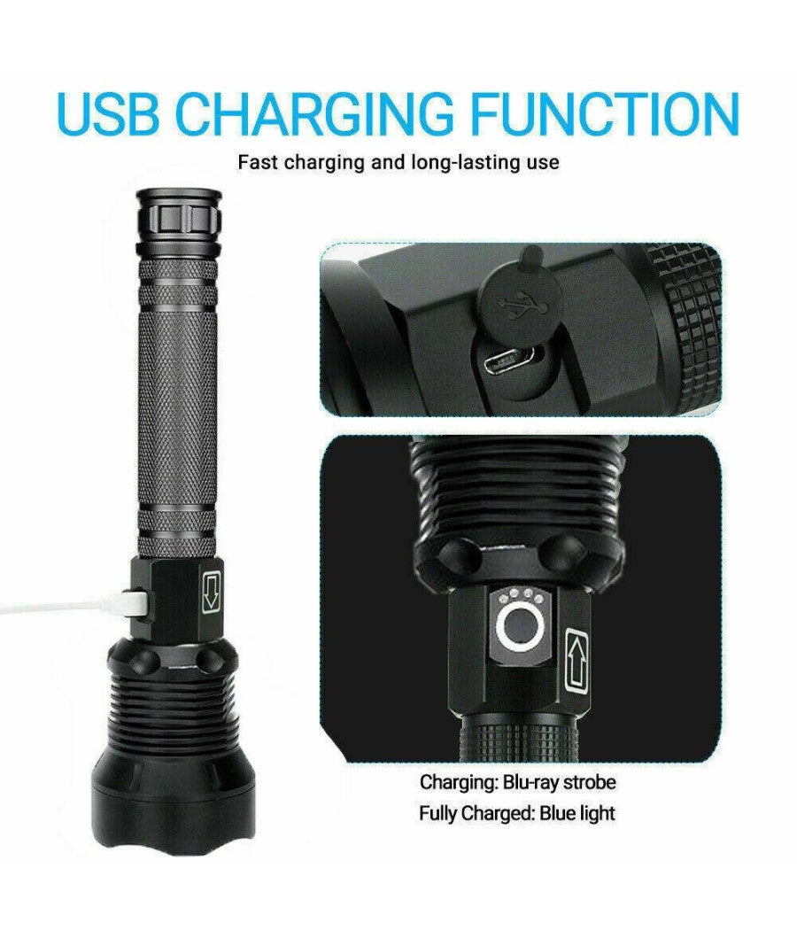 Torcia Tattica/militare Led Cree T6 Ricaricabile Zoom Doppia Batteria A89-p70         