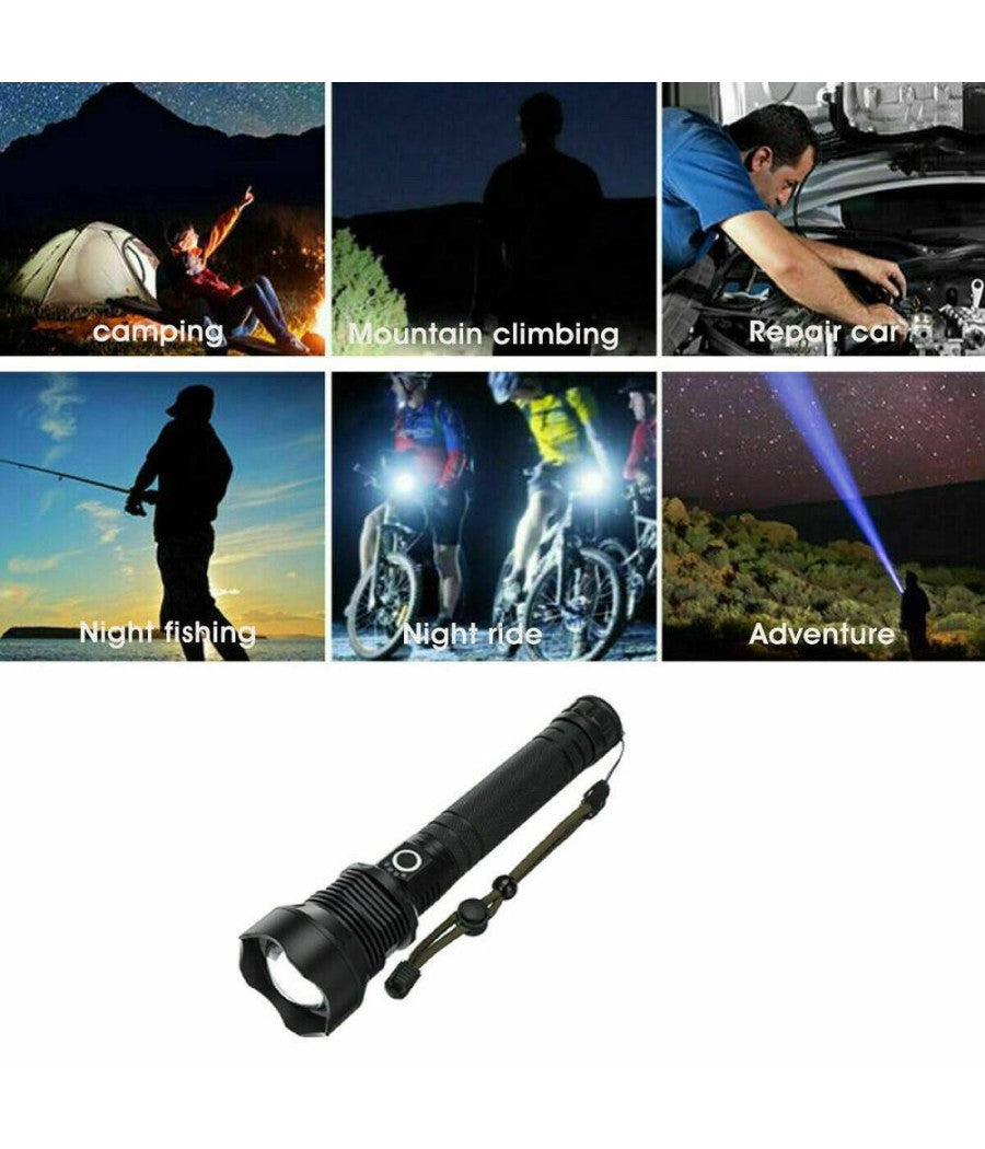 Torcia Tattica/militare Led Cree T6 Ricaricabile Zoom Doppia Batteria A89-p70         
