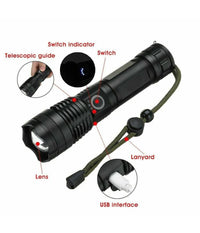 Torcia Tattica/militare Led Cree T6 Ricaricabile Zoom Doppia Batteria A90-p50         