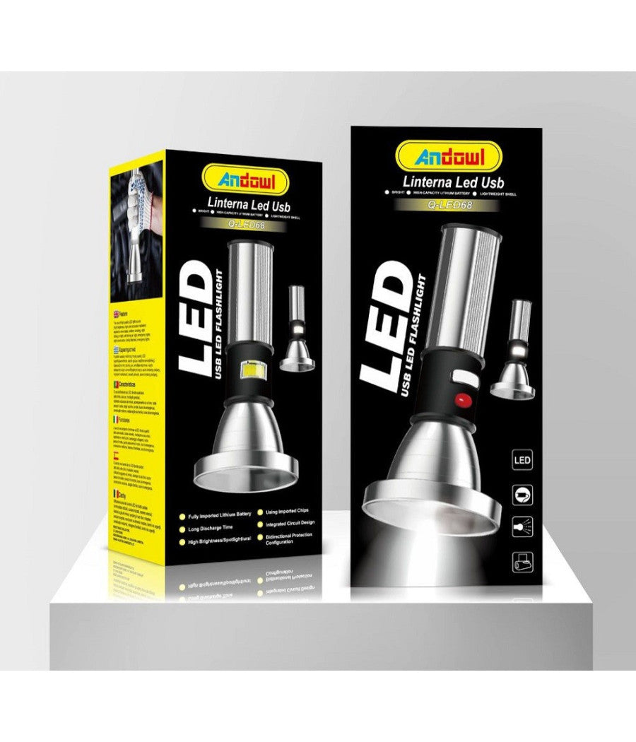 Torcia Usb Luce Led Lanterna Accessorio Per Casa Cantine Per Emergenze Q-led68         