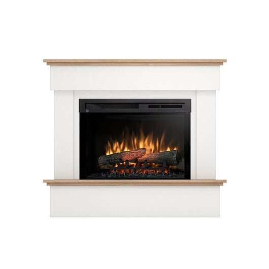 Caminetto elettrico a libera installazione a LED - 26" - Bianco opaco / Rovere chiaro - 108 x 93 x 33,5 - TORMES