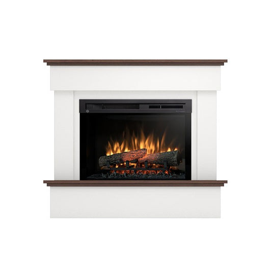 Camino Elettrico Riscaldante Da Pavimento Autoportante a LED - 26" - Bianco opaco / Rovere - 108 x 93 x 33,5 - TORMES