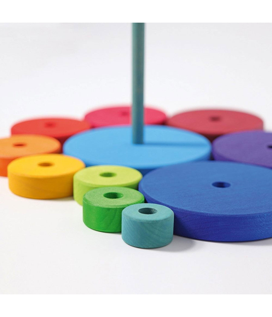 Torre Conica Di Grimm Gioco In Legno Piramide Anelli Impilabili Montessori 14x6         