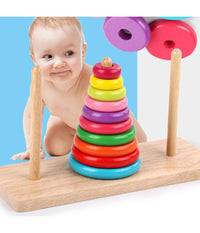 Torre Di Hanoi Giocattolo Per Bambini Impilatore Blocchi Legno Gioco Educativo         