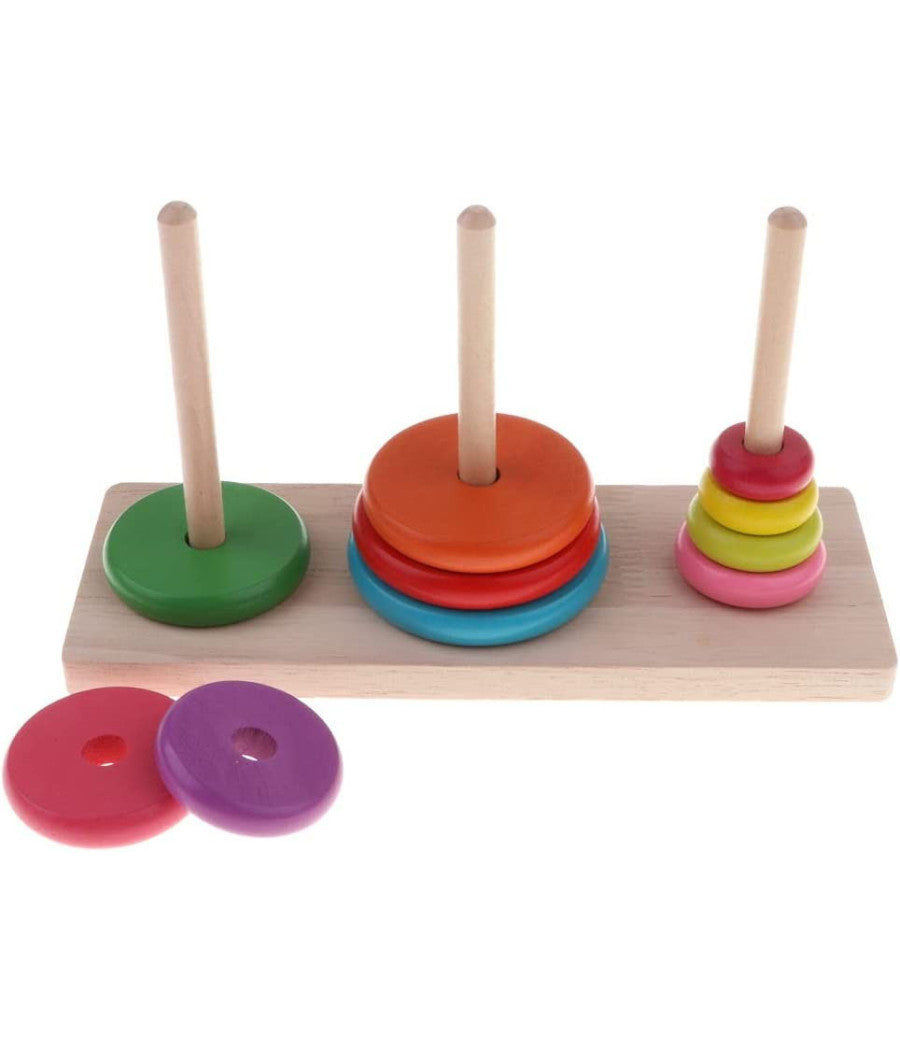 Torre Di Hanoi Giocattolo Per Bambini Impilatore Blocchi Legno Gioco Educativo         