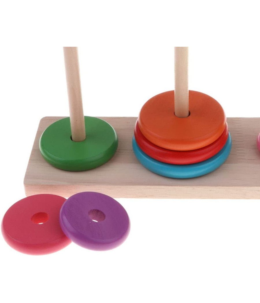 Torre Di Hanoi Giocattolo Per Bambini Impilatore Blocchi Legno Gioco Educativo         