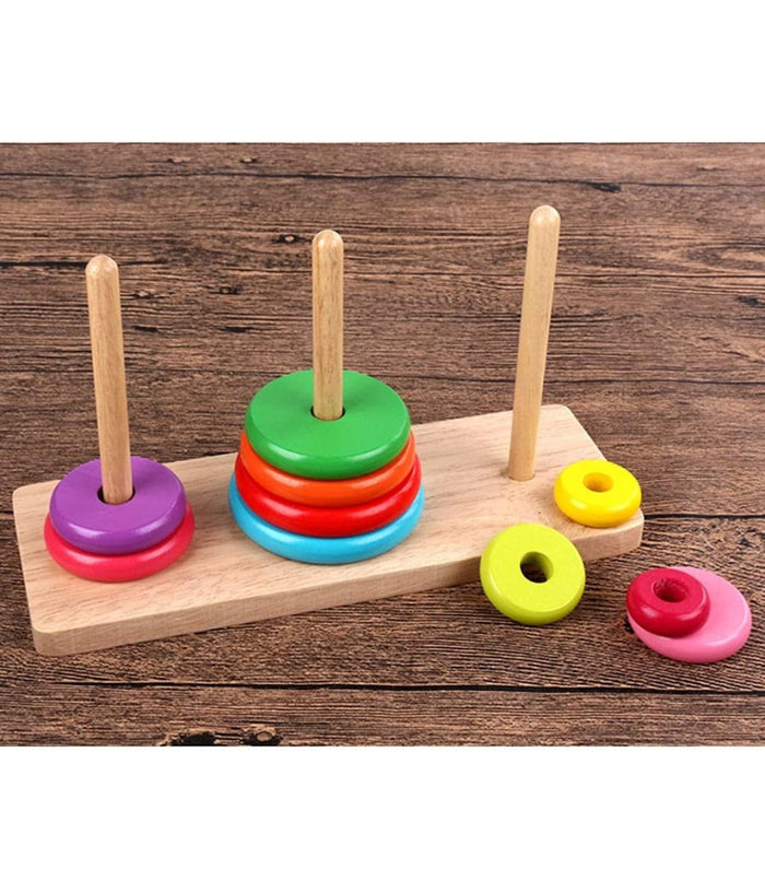 Torre Di Hanoi Giocattolo Per Bambini Impilatore Blocchi Legno Gioco Educativo         