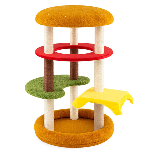 Torre multi-livello per gatti con trespolo imbottito tiragraffi di sisal, Albero per gatti 106 cm per animali domestici Verde-Alberi Tiragraffi