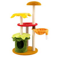 Torre multi-livello per gatti a tema hamburger con letto a cestino sospeso, Albero per gatti 117 cm tiragraffi in sisal Verde-Alberi Tiragraffi