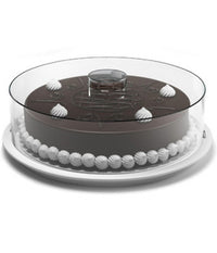 Tortiera Contenitore Plastica Coperchio Funge D'alzata 29cm H 9cm Piatto Trasporto         