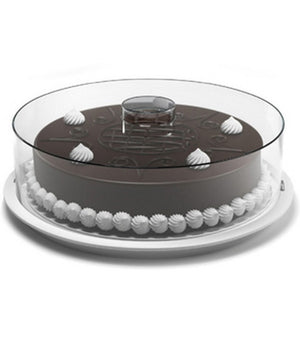 Tortiera Contenitore Plastica Coperchio Funge D'alzata 29cm H 9cm Piatto Trasporto         