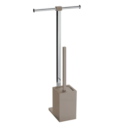 Colonnina portarotolo e scopino WC acciaio inox e resine termoplastiche serie Rainbow Gedy RA32 Tortora Chiaro