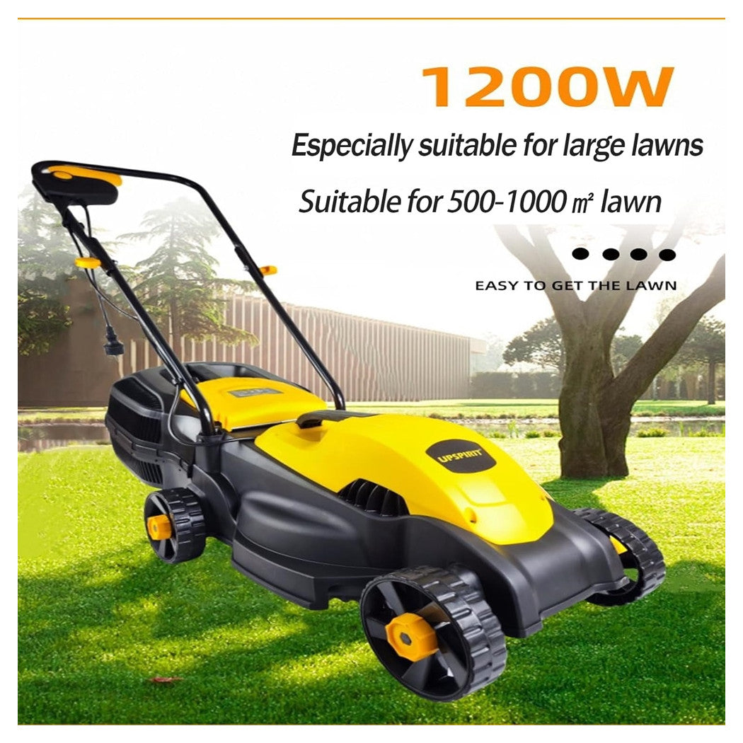 Trade Shop - Tosaerba Elettrico 1200 W Taglio 32 Cm Capacità Cesto 30 Lt A Batteria Per Giardini         