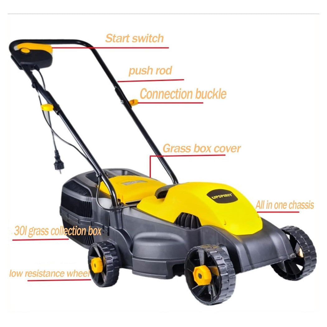 Trade Shop - Tosaerba Elettrico 1200 W Taglio 32 Cm Capacità Cesto 30 Lt A Batteria Per Giardini         