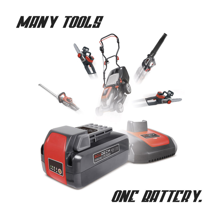 Tagliaerba elettrico a batteria 550W tosaerba a spinta con cesto di raccolta da 40L. Taglio 380mm/20-70mm - 2x Batteria / 1x Caricabatteria