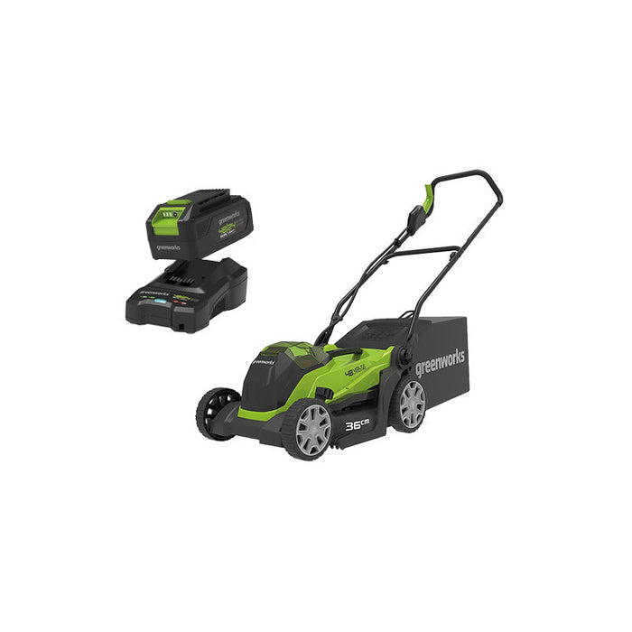 Tosaerba Greenworks G48LM36K2 Kit 48 V – doppia batteria 4 Ah – lama 36 cm – Greenworks