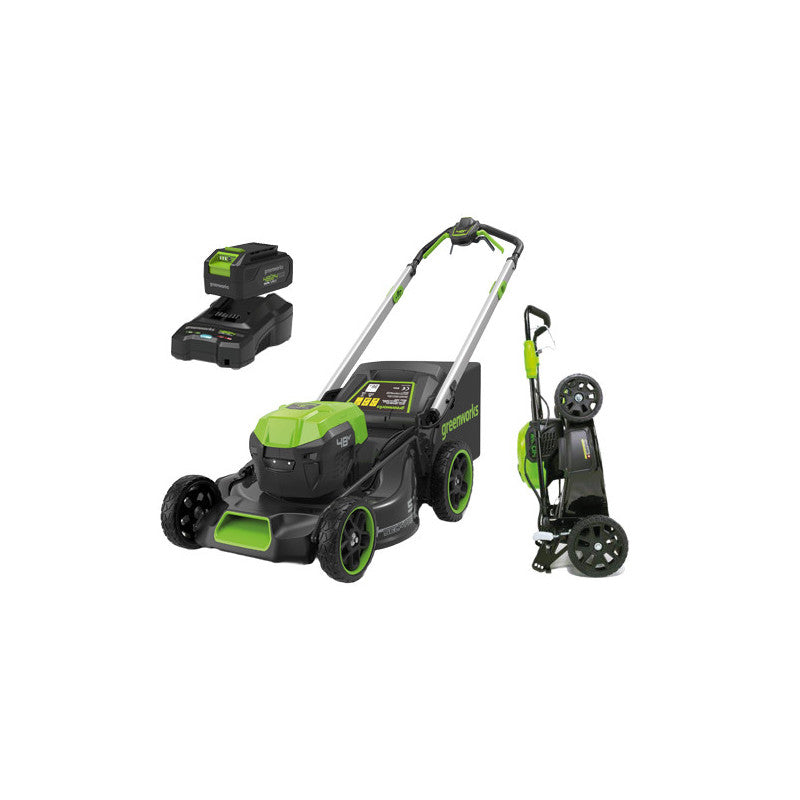 Tosaerba semovente a batteria 48 V 51 cm con raccolta e mulching – Greenworks