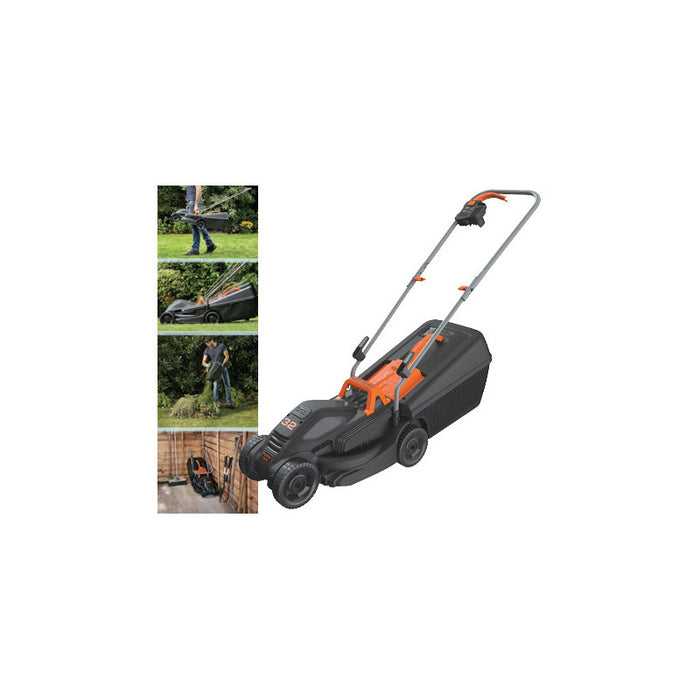 Tosaerba elettrico 1000 W lama 32 cm con cesto 35 L e design compatto – Black & Decker