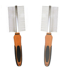 Pettine Bilaterale Dentatura Metallo Pettina Spazzola Cane Gatto Toilettatura         