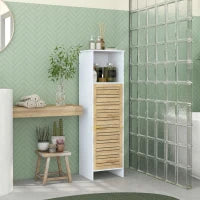 Mobile da Bagno con 1 Vano Aperto e 1 Armadietto a 2 Livelli, 35 x 30 x 120 cm, Bianco