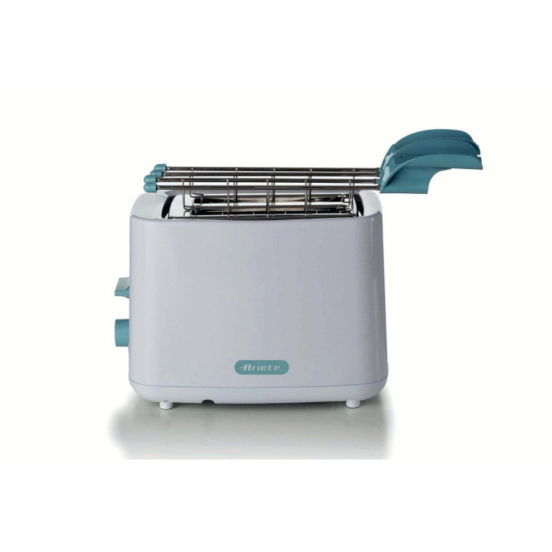 Tostapane 760W, capacità 2 fette di pane, 7 livelli di doratura, pinze inox - White & Aegean Teal