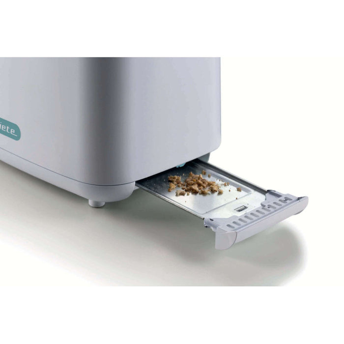 Tostapane 760W, capacità 2 fette di pane, 7 livelli di doratura, pinze inox - White & Aegean Teal