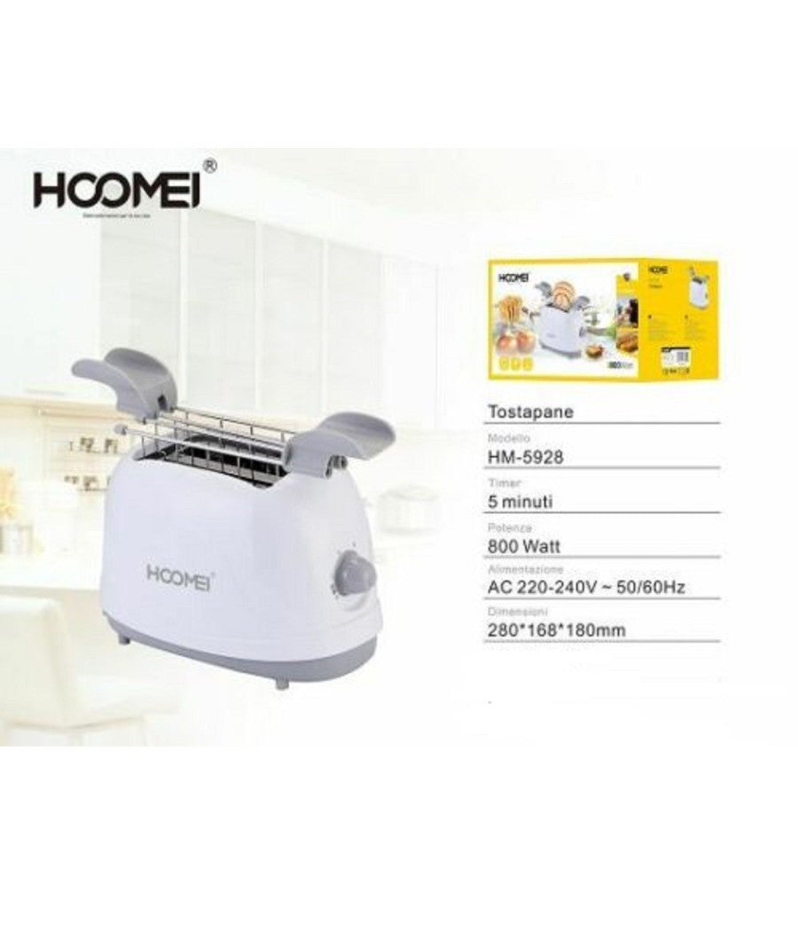 Tostapane 800w Con Pinze Estraibili 2 Livelli Di Cottura Vassoio Raccogli Briciole         