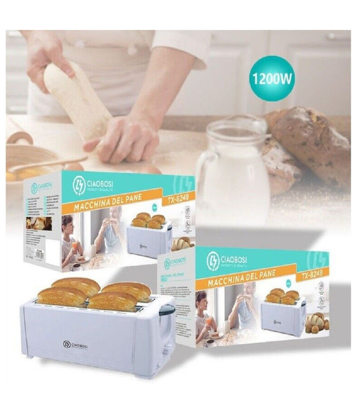 Tostapane Classico Tosta Fette Pane Multifunzione 1200w Vassoio Briciole Tx-8248         