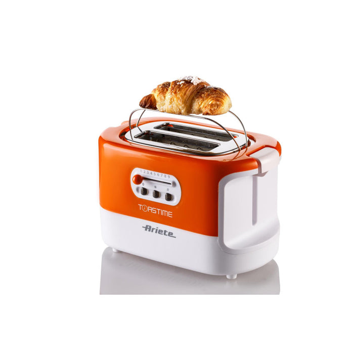 Tostapane con Pinze per 2 fette - 9 Gradi di Doratura - 700 Watt - Bianco e Arancio