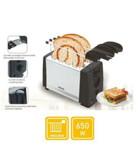 Tostapane In Acciaio Tostiera Con Pinze Per Toast 2 Fette Toaster Piastra 650w         