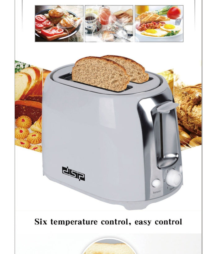 Tostapane Per 2 Fette 750 W 6 Livelli Funzione Scongelamento Toast Bianco         