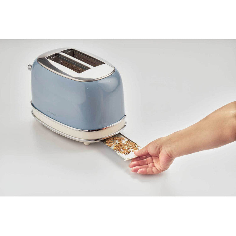 Tostapane Vintage 2 Fette - Con Pinze, 6 Livelli di Tostatura - Acciaio Inox - Celeste