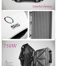 Tostiera Elettrica Piastra Grill Sandwich Antiaderente Tostapane Elettrico 750w         